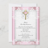 Eerste Heilige Communie Eerste Meisjes Kruisroze 8 Kaart (Voorkant)