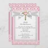 Eerste Heilige Communie Eerste Meisjes Kruisroze k Kaart (Voorkant / Achterkant)