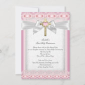 Eerste Heilige Communie Eerste Meisjes Kruisroze k Kaart (Voorkant)