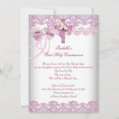 Eerste Heilige Communie Eerste Meisjes Roze Pearl  Kaart (Voorkant)