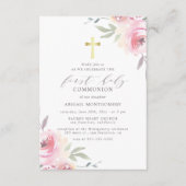 Eerste Heilige Communie Elegant Floral Aankondiging (Voorkant)