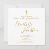 Eerste Heilige Communie Elegant Gold Signature Kaart (Voorkant)