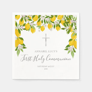 Eerste Heilige Communie Elegant Lemon Greenery Servet