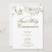Eerste Heilige Communie Elegant White Blossom Flor Kaart (Voorkant)