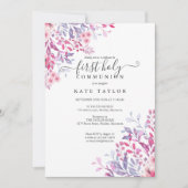 Eerste Heilige Communie Elegante Bloemen Kaart