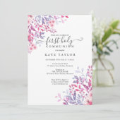 Eerste Heilige Communie Elegante Bloemen Kaart