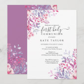 Eerste Heilige Communie Elegante Bloemen Kaart