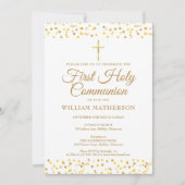 Eerste Heilige Communie Elegante Gouden Harten Kaart (Voorkant)