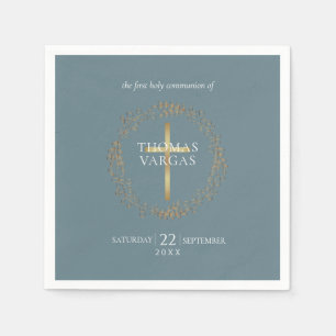 Eerste Heilige Communie Elegante Gouden Kruis Guir Servet