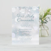 Eerste Heilige Communie Elegante Winter Kaart (Staand voorkant)