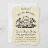 Eerste Heilige Communie Engel Ecru Kant Uitnodigin Kaart (Voorkant)