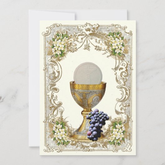Eerste Heilige Communie Eucharistie Bloemengoud Kaart (Voorkant)