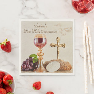 Eerste Heilige Communie Eucharistie Kelk Ontwerp Servet