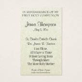 EERSTE HEILIGE COMMUNIE FATIMA GEBED HEILIGE KAART (Achterkant)