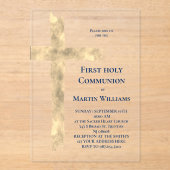 Eerste Heilige Communie faux folie kruis Acryl Uitnodigingen (Voorkant)