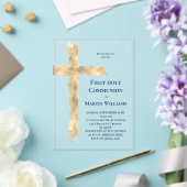 Eerste Heilige Communie faux folie kruis Acryl Uitnodigingen (Insitu (Huwelijk))