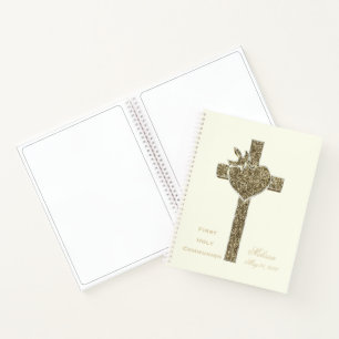 Eerste Heilige Communie Faux Golden Cross Notitieb Notitieboek