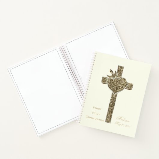 Eerste Heilige Communie Faux Golden Cross Notitieb Notitieboek (Binnen)