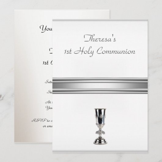 Eerste Heilige Communie Feest Uitnodiging (Voorkant / Achterkant)