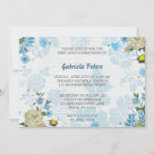 Eerste Heilige Communie Floral | Fotouitnodigingen Kaart (Achterkant)