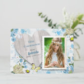 Eerste Heilige Communie Floral | Fotouitnodigingen Kaart (Staand voorkant)