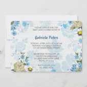 Eerste Heilige Communie Floral | Fotouitnodigingen Kaart (Achterkant)