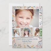 Eerste Heilige Communie Floral | Fotouitnodigingen Kaart (Voorkant)