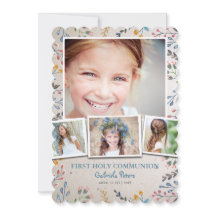 Eerste Heilige Communie Floral | Fotouitnodigingen