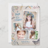 Eerste Heilige Communie Floral | Fotouitnodigingen Kaart (Voorkant)