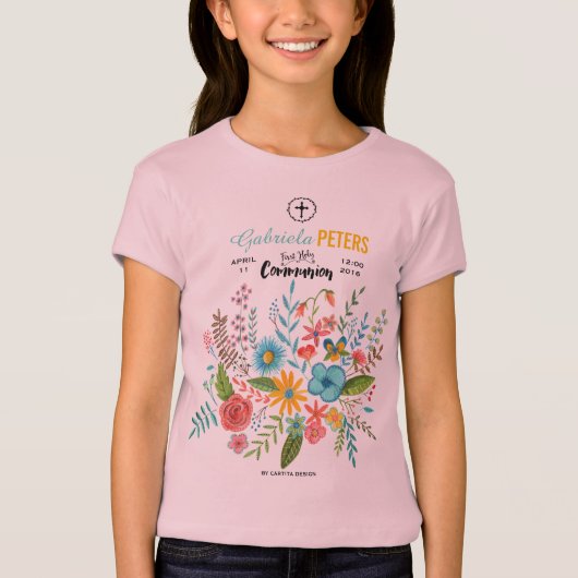 Eerste Heilige Communie Floral Kinderen | T-shirt (Voorkant)