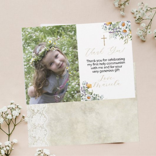 Eerste Heilige Communie foto dank u Uitnodiging