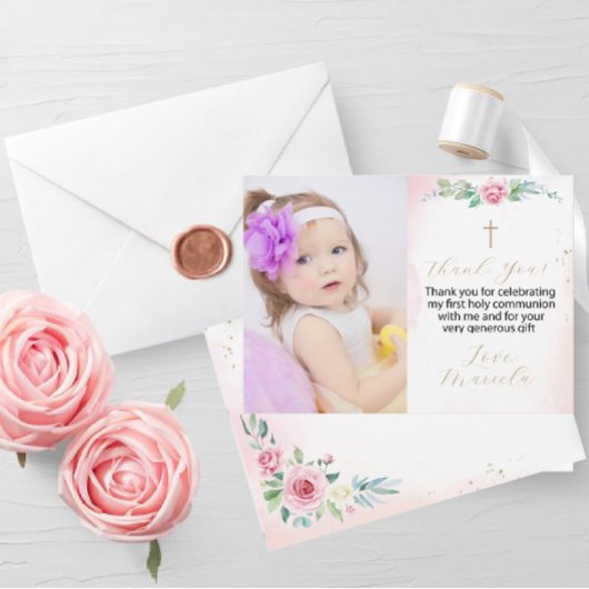 Eerste Heilige Communie foto dank u Uitnodiging