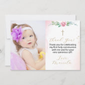 Eerste Heilige Communie foto dank u Uitnodiging (Voorkant)