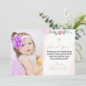 Eerste Heilige Communie foto dank u Uitnodiging (Staand voorkant)