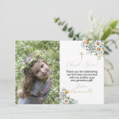 Eerste Heilige Communie foto dank u Uitnodiging (Staand voorkant)