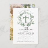 Eerste Heilige Communie Foto Eucalyptus Krans Kaart (Voorkant / Achterkant)