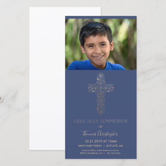 Eerste Heilige Communie Foto Kaart, Aangepaste Uit (Voorkant / Achterkant)