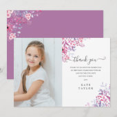 Eerste Heilige Communie Foto met Wilde Lavendelblo Bedankkaart (Voorkant / Achterkant)