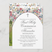 Eerste Heilige Communie Foto Moderne Veldbloemen Kaart (Voorkant / Achterkant)