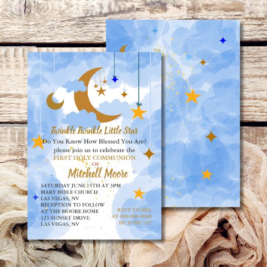 Eerste Heilige Communie Foto Twinkle Little Star Kaart
