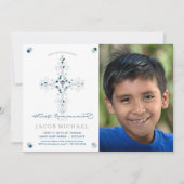 Eerste Heilige Communie Fotouitnodiging Jongen Uit Kaart (Voorkant)