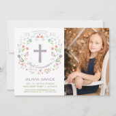 Eerste Heilige Communie Fotouitnodiging, Meisje Ui Kaart (Voorkant)