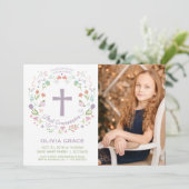 Eerste Heilige Communie Fotouitnodiging, Meisje Ui Kaart (Staand voorkant)