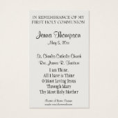 EERSTE HEILIGE COMMUNIE GEBED HEILIGE KAART (Achterkant)