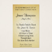 EERSTE HEILIGE COMMUNIE  GEBED HEILIGE KAART (Achterkant)
