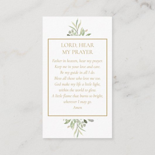 Eerste Heilige Communie Gebedskaart met Groene Tou Informatiekaartje (Achterkant)