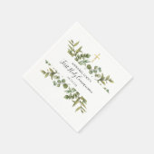 Eerste Heilige Communie Gold Cross Greenery Servet (Hoek)