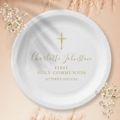 Eerste Heilige Communie Golden Signature Script Papieren Bordje