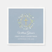 Eerste Heilige Communie Goud Groen Stofblauw Servet (Voorkant)