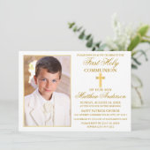 Eerste Heilige Communie Goud Lijst Foto Kaart (Staand voorkant)
